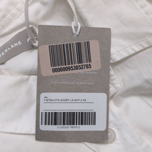 NWT Everlane White Cotton Shirt Long Sleeve Collared Button Up XS - Picture 9 of 10